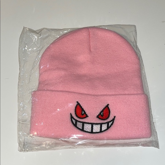 Pokemon Accessories - Pink Beanie with Gengar Design
